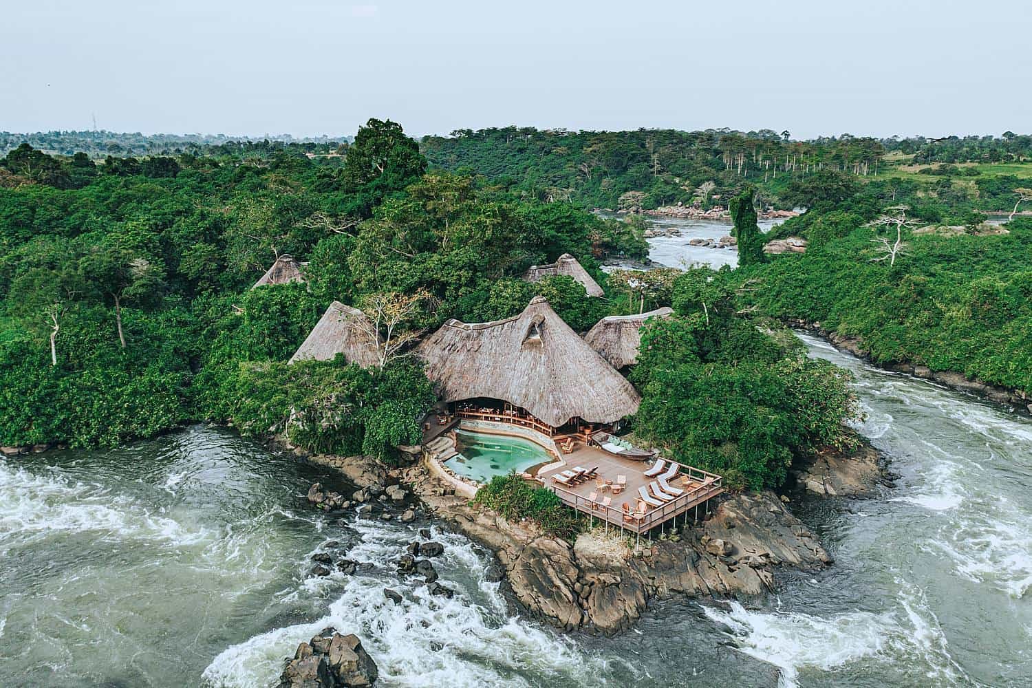 Wildwaters Lodge on the Nile rapids near Jinja