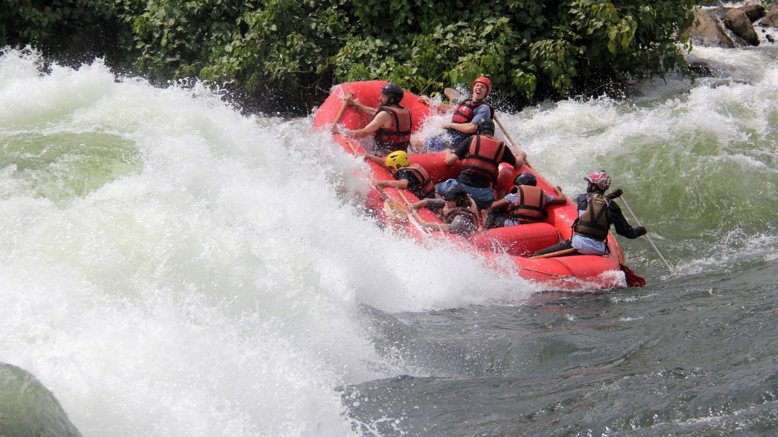 White-water rafting on the Nile at Jinja